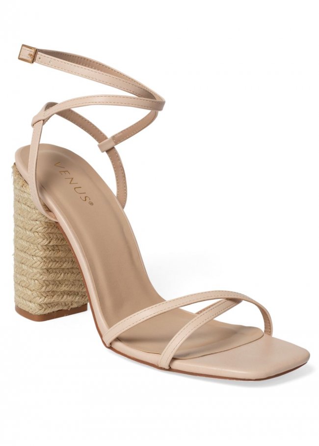 Venus Lori Block Heel Sandals in Nude Venus Lori Block Heel Sandals in Nude