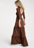 Venus Open Back Tiered Long Dress - Brown Venus Open Back Tiered Long Dress - Brown