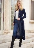 Venus VENUS | Tab Button Detail Duster in Navy Venus VENUS | Tab Button Detail Duster in Navy