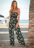 Venus Floral Strapless Jumpsuit in Black & Yellow Venus Floral Strapless Jumpsuit in Black & Yellow
