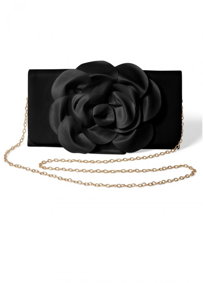 Venus Floral Applique Clutch in Black Venus Floral Applique Clutch in Black