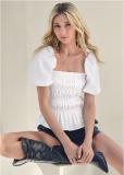 Venus Smocked Top in White Venus Smocked Top in White