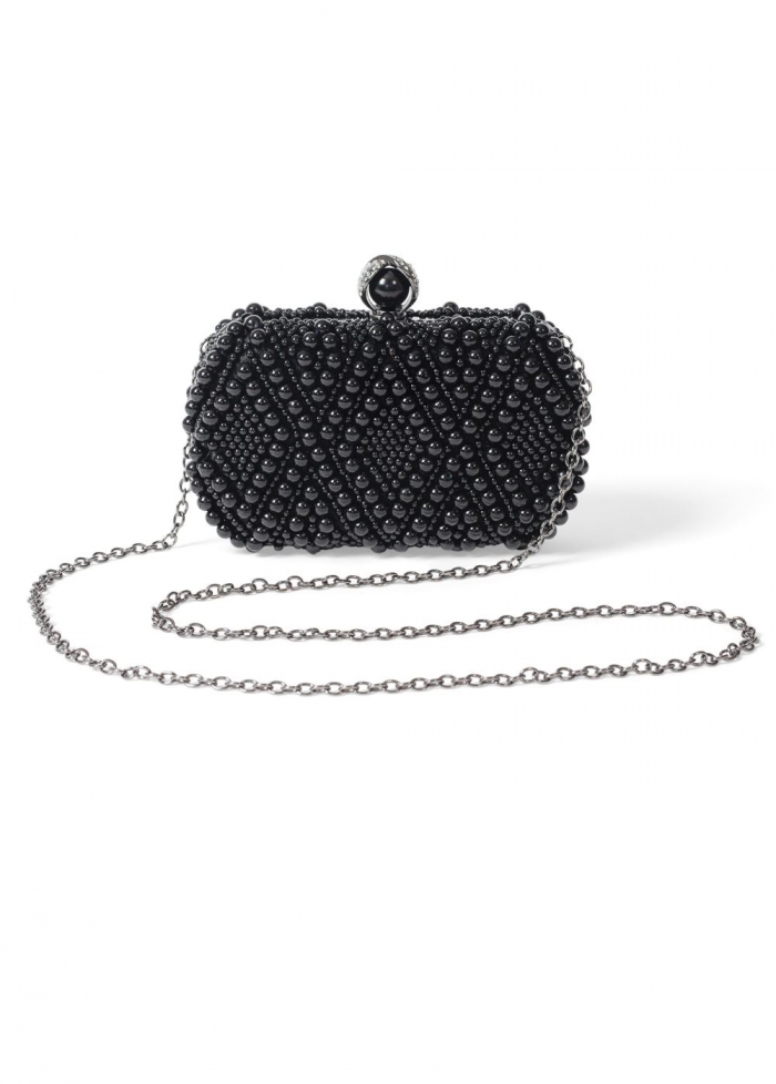 Venus Beaded Clutch And Crossbody in Black Multi