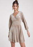 Venus Lace-Up Back Velvet Dress - Taupe Venus Lace-Up Back Velvet Dress - Taupe