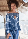 Venus Tie Dye Off-Shoulder Top in Blue Multi Venus Tie Dye Off-Shoulder Top in Blue Multi
