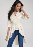 Venus High-Low Corset Top in Off White Venus High-Low Corset Top in Off White