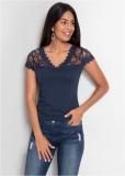 Venus Lace Detail Tee in Navy Venus Lace Detail Tee in Navy