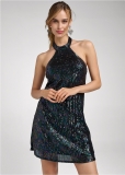 Venus Sequin Halter Dress - Black Multi Venus Sequin Halter Dress - Black Multi