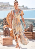 Venus Surplice Maxi Dress - Orange Multi Venus Surplice Maxi Dress - Orange Multi