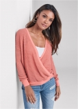 Venus Waffle Knit Surplice Lounge Top in Coral Venus Waffle Knit Surplice Lounge Top in Coral
