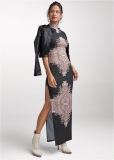 Venus Printed Mock-Neck Dress - Black Multi Venus Printed Mock-Neck Dress - Black Multi