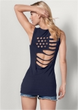 Venus Flag Cut Out Top in Navy Venus Flag Cut Out Top in Navy
