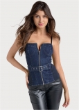 Venus Denim Bustier Top in Denim Multi Venus Denim Bustier Top in Denim Multi