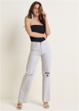 Venus Elastic Waist Wide-Leg Jeans in White Denim Venus Elastic Waist Wide-Leg Jeans in White Denim