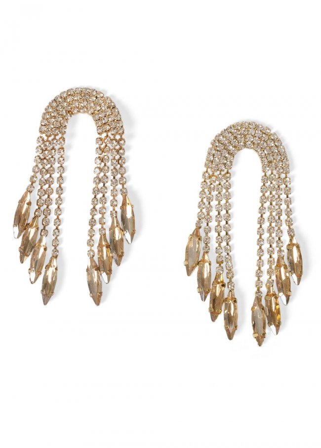 Venus Teardrop Sparkle Earrings in Champagne