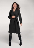 Venus Belted Faux-Wool Coat in Black Venus Belted Faux-Wool Coat in Black