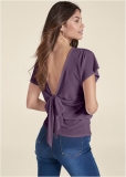 Venus Bow Detail Top in Dark Wine Venus Bow Detail Top in Dark Wine