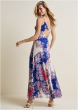 Venus Twist Back Maxi Dress - Red Multi Venus Twist Back Maxi Dress - Red Multi