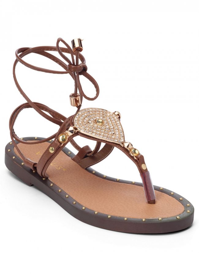 Venus Lace Up Gladiator Sandals in Cognac Venus Lace Up Gladiator Sandals in Cognac