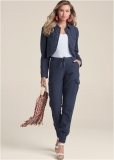 Venus Linen Jogger Pants Set in Blue Venus Linen Jogger Pants Set in Blue