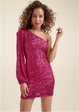 Venus One-Shoulder Sequin Dress - Pink Venus One-Shoulder Sequin Dress - Pink