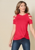 Venus Twisted Knot Detail Top in Red Venus Twisted Knot Detail Top in Red