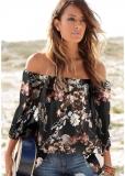 Venus Off-The-Shoulder Floral Top in Black Multi Venus Off-The-Shoulder Floral Top in Black Multi