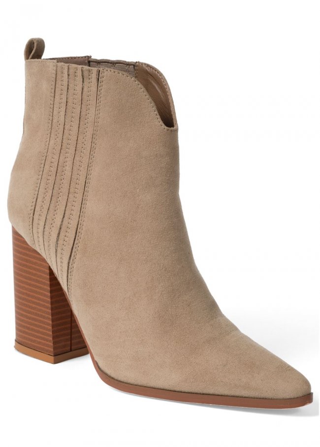 Venus Western Block Heel Booties in Natural Venus Western Block Heel Booties in Natural