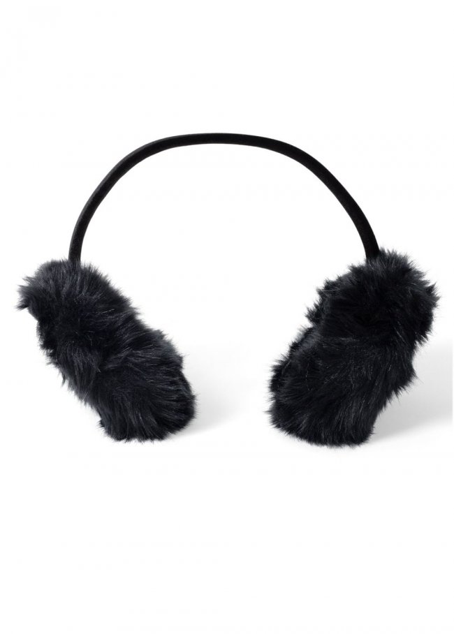Venus Faux-Fur Ear Muffs in Black Venus Faux-Fur Ear Muffs in Black