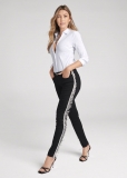 Venus Pearl Fringe Skinny Jeans in Black Denim Venus Pearl Fringe Skinny Jeans in Black Denim