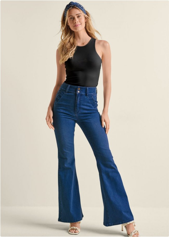Venus Dark Wash HIGH-WAIST FLARE JEANS Venus Dark Wash HIGH-WAIST FLARE JEANS