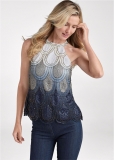 Venus Embellished Ombre Top in Blue Multi Venus Embellished Ombre Top in Blue Multi