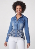 Venus Daisy Peplum Jean Jacket in Denim Blue Venus Daisy Peplum Jean Jacket in Denim Blue