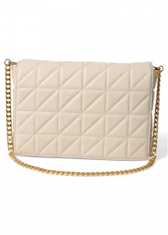 Venus Quilted Chain Handbag in Beige Glow