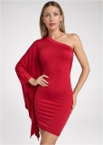 Venus One-Shoulder Shimmer Dress - Red Venus One-Shoulder Shimmer Dress - Red