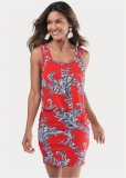 Venus Casual Tank Dress - Red And Blue Venus Casual Tank Dress - Red And Blue