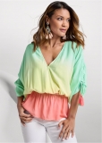 Venus Ombre Surplice Top in Mint Multi Venus Ombre Surplice Top in Mint Multi