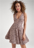 Venus Sequin Lace A-Line Dress - Black & Taupe Venus Sequin Lace A-Line Dress - Black & Taupe