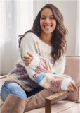 Venus VENUS | Striped Eyelash Sweater in White Multi Venus VENUS | Striped Eyelash Sweater in White Multi