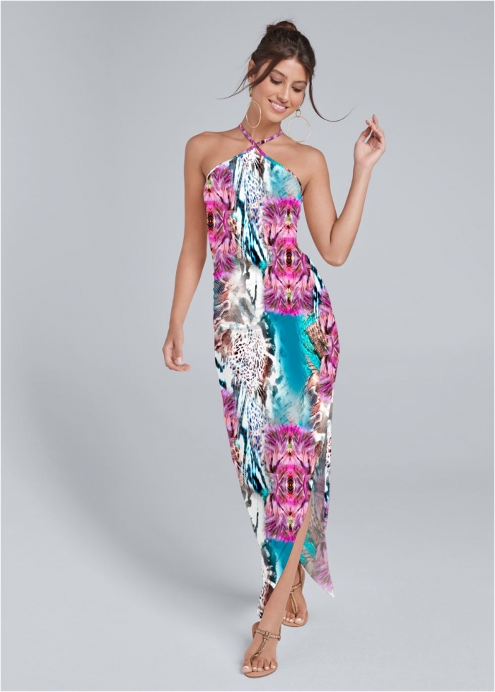 Venus Printed Maxi Dress - Teal Multi