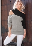 Venus VENUS | One-Shoulder Sweater in Grey & Black Venus VENUS | One-Shoulder Sweater in Grey & Black