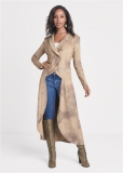 Venus High-Low Faux-Suede Blazer in Brown Multi Venus High-Low Faux-Suede Blazer in Brown Multi
