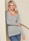 Venus Ribbed V-Neck Top in Heather Grey Venus Ribbed V-Neck Top in Heather Grey
