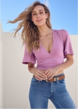 Venus Flutter Sleeve Wrap Top in Orchid Venus Flutter Sleeve Wrap Top in Orchid