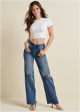 Venus Elastic Waist Wide-Leg Jeans in Medium Wash Venus Elastic Waist Wide-Leg Jeans in Medium Wash