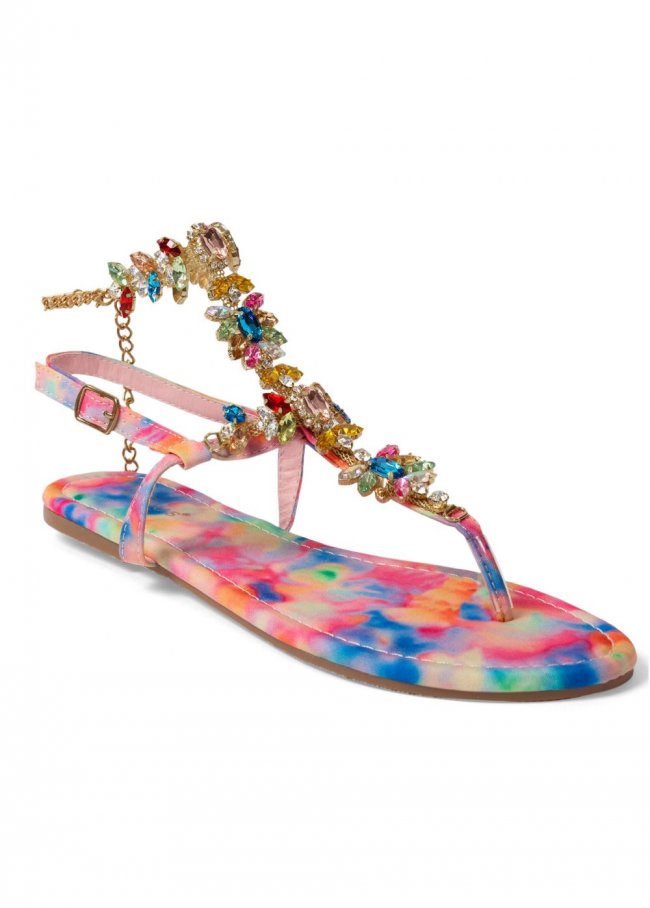 Venus Crystal Embellished Sandals in Pink Multi Venus Crystal Embellished Sandals in Pink Multi