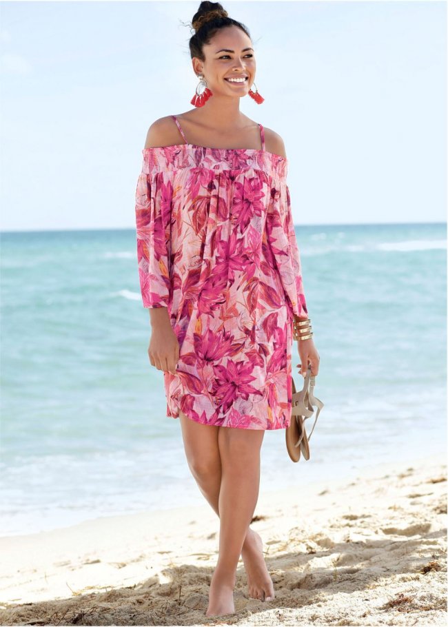 Venus Floral Cold-Shoulder Dress - Pink Multi Venus Floral Cold-Shoulder Dress - Pink Multi