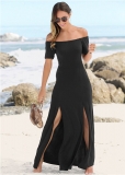 Venus Slit Detail Maxi Dress - Black Venus Slit Detail Maxi Dress - Black