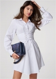 Venus Corset Waist Shirt Dress - White Venus Corset Waist Shirt Dress - White