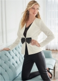 Venus Bow Detail Blazer in White Multi Venus Bow Detail Blazer in White Multi